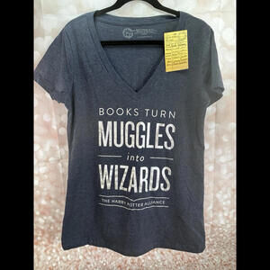 Out‎ Of Print Muggles Into wizards Tshirt Blue New With Tags Size XL